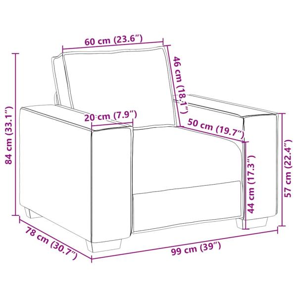 Sofa Stuhl Wolkengrau 60 cm Stoff