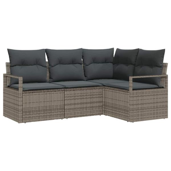 Sofa Set 4 stk. Grau Poly-Rattan