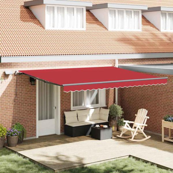 ARDEBO.de - manuelle einziehbare Markise mit LED Rot 450x350 cm