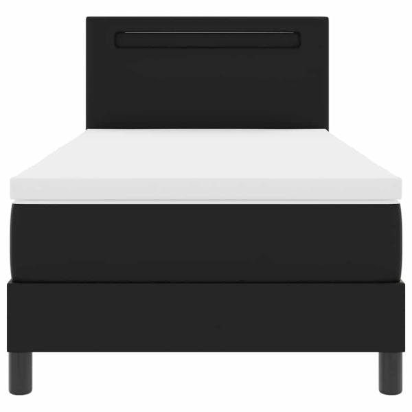 Boxspringbett mit Matratze ? Schwarzes Einzelbett aus Kunstleder