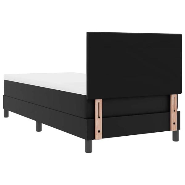 Boxspringbett mit Matratze ? Schwarzes Einzelbett aus Kunstleder