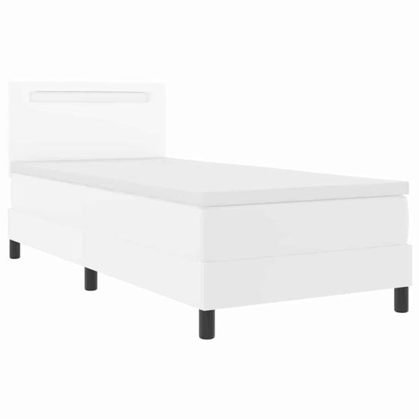 Boxspringbett mit Matratze Weiß 90x200 cm Kunstleder