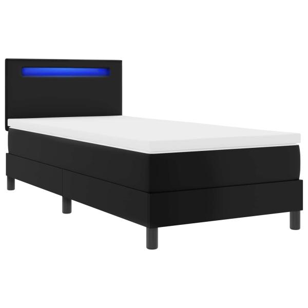 Boxspringbett mit Matratze Schwarz 100x200 cm Kunstleder