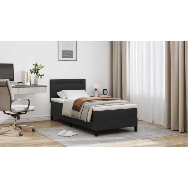 Boxspringbett mit Matratze Schwarz 100x200 cm Kunstleder