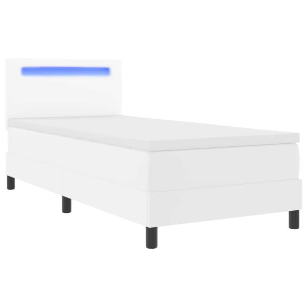Boxspringbett mit Matratze Weiß 100x200 cm Kunstleder