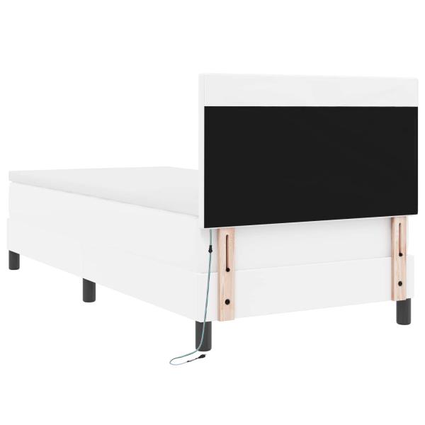 Boxspringbett mit Matratze Weiß 100x200 cm Kunstleder
