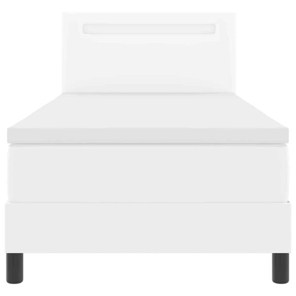 Boxspringbett mit Matratze Weiß 100x200 cm Kunstleder