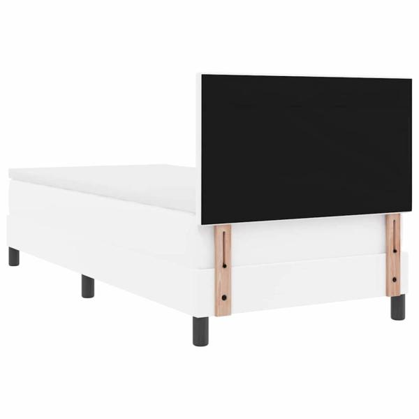 Boxspringbett mit Matratze Weiß 100x200 cm Kunstleder
