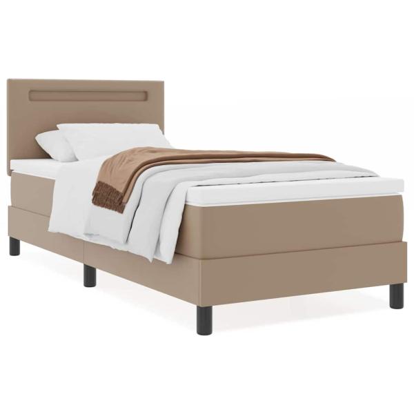 Boxspringbett mit Matratze Cappuccino 100x200 cm Kunstleder