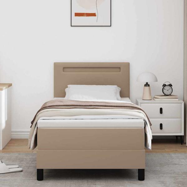 Boxspringbett mit Matratze Cappuccino 100x200 cm Kunstleder