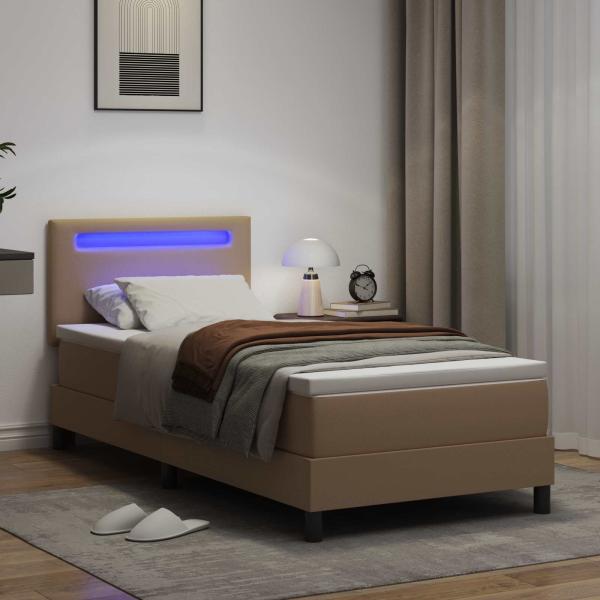Boxspringbett mit Matratze Cappuccino 100x200 cm Kunstleder