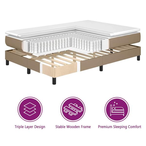 Boxspringbett mit Matratze Cappuccino 100x200 cm Kunstleder