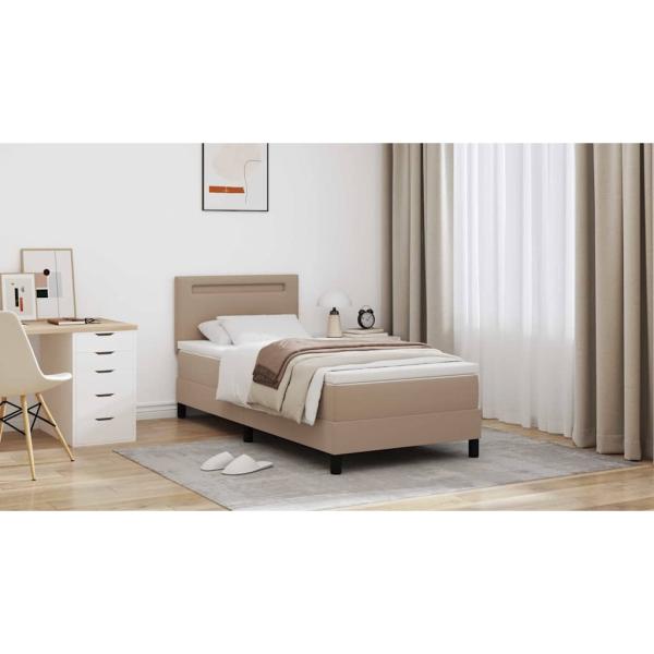 Boxspringbett mit Matratze Cappuccino 100x200 cm Kunstleder