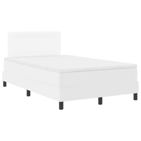 Boxspringbett mit Matratze Weiß 120x200 cm Kunstleder