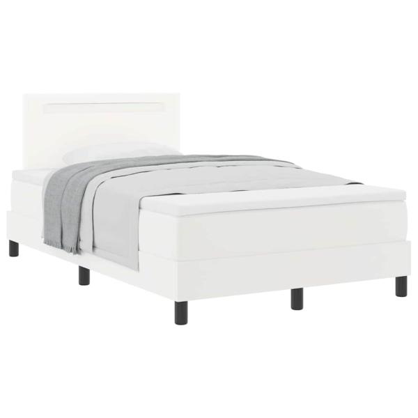Boxspringbett mit Matratze Weiß 120x200 cm Kunstleder