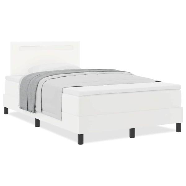 Boxspringbett mit Matratze Weiß 120x200 cm Kunstleder