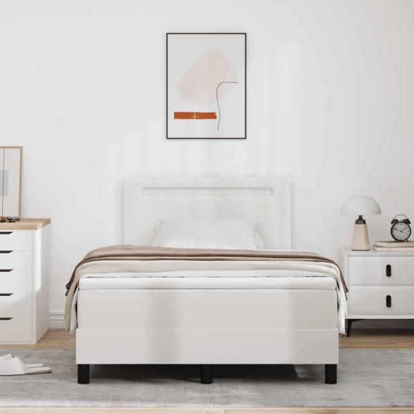 Boxspringbett mit Matratze Weiß 120x200 cm Kunstleder