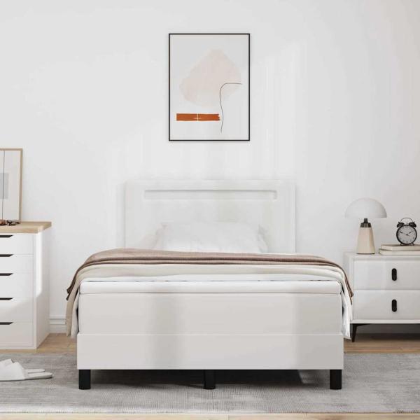 Boxspringbett mit Matratze Weiß 120x200 cm Kunstleder