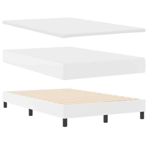Boxspringbett mit Matratze Weiß 120x200 cm Kunstleder