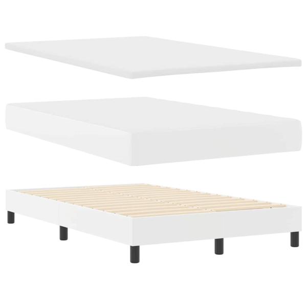 Boxspringbett mit Matratze Weiß 120x200 cm Kunstleder