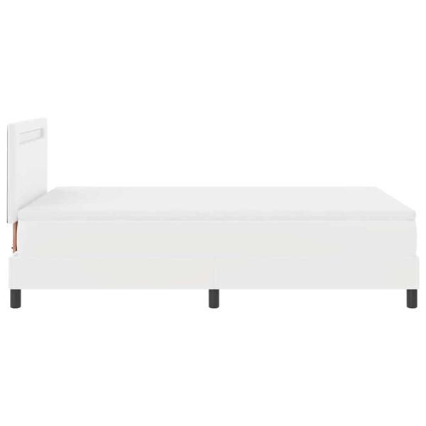 Boxspringbett mit Matratze Weiß 120x200 cm Kunstleder