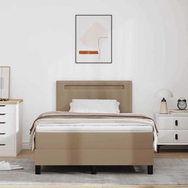 Boxspringbett mit Matratze Cappuccino 120x200 cm Kunstleder