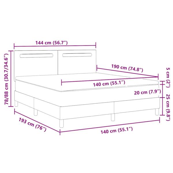 Boxspringbett mit schwarzer Matratze 140x190 cm Kunstleder