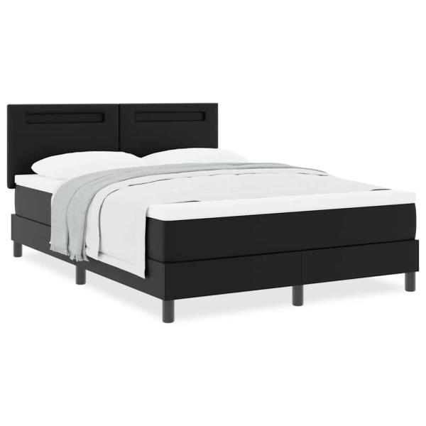 Boxspringbett mit schwarzer Matratze 140x190 cm Kunstleder