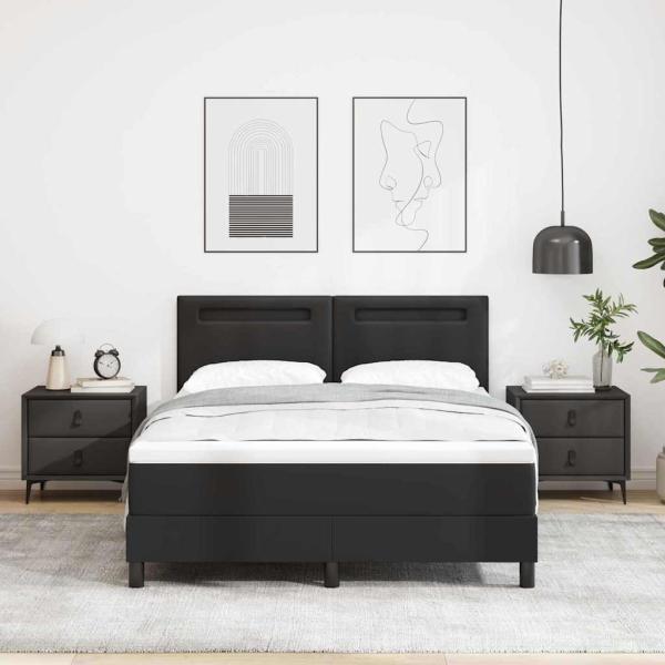 Boxspringbett mit schwarzer Matratze 140x190 cm Kunstleder