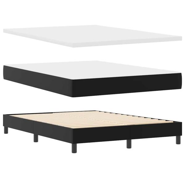 Boxspringbett mit schwarzer Matratze 140x190 cm Kunstleder