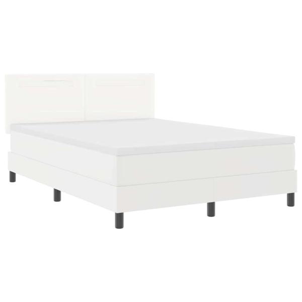Boxspringbett mit Matratze Weiß 160x200 cm Kunstleder