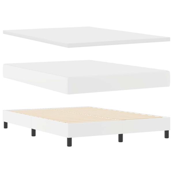 Boxspringbett mit Matratze Weiß 160x200 cm Kunstleder