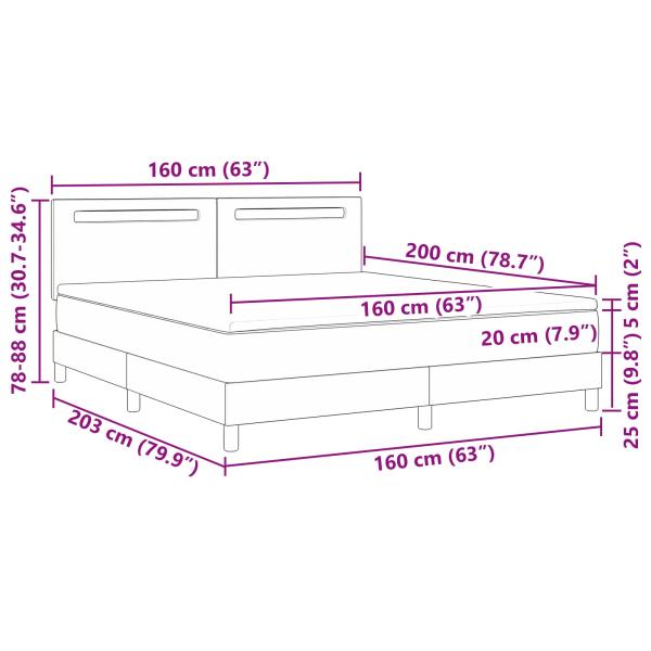 Boxspringbett mit Matratze Weiß 160x200 cm Kunstleder