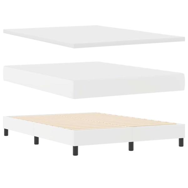 Boxspringbett mit Matratze Weiß 160x200 cm Kunstleder