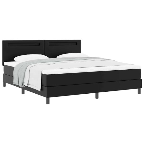 Boxspringbett mit Matratze Schwarz Super King Faux Leder
