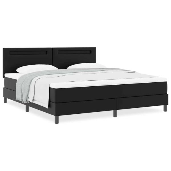 Boxspringbett mit Matratze Schwarz Super King Faux Leder