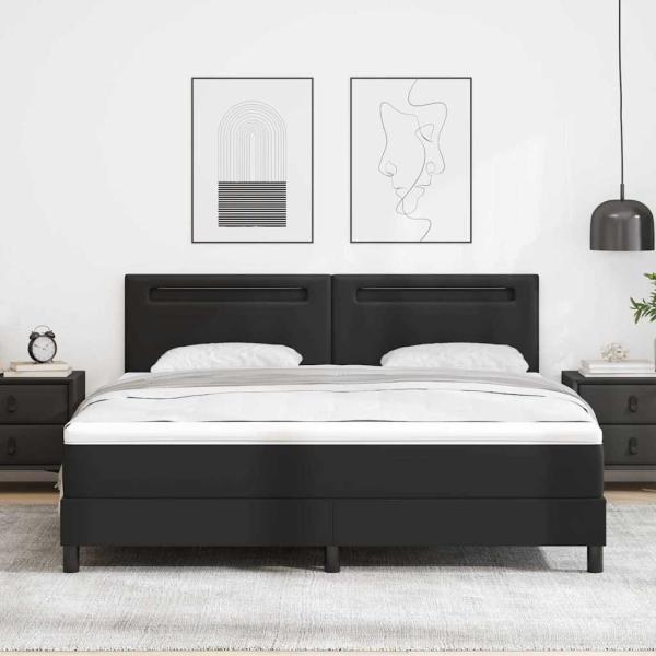 Boxspringbett mit Matratze Schwarz Super King Faux Leder