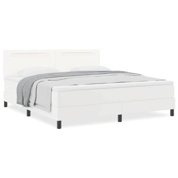 Boxspringbett mit Matratze Weiß Super King Kunstleder