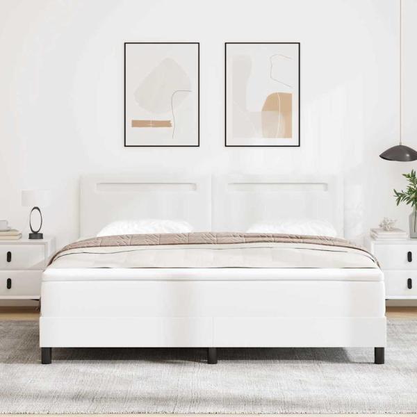 Boxspringbett mit Matratze Weiß Super King Kunstleder