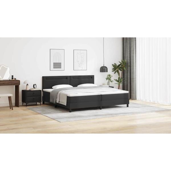 Boxspringbett mit Matratze Schwarz 200x200 cm Kunstleder