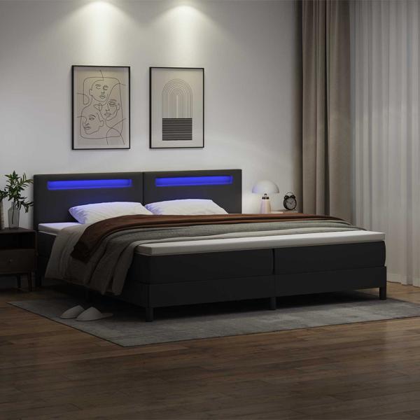 Boxspringbett mit Matratze Schwarz 200x200 cm Kunstleder
