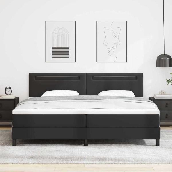 Boxspringbett mit Matratze Schwarz 200x200 cm Kunstleder