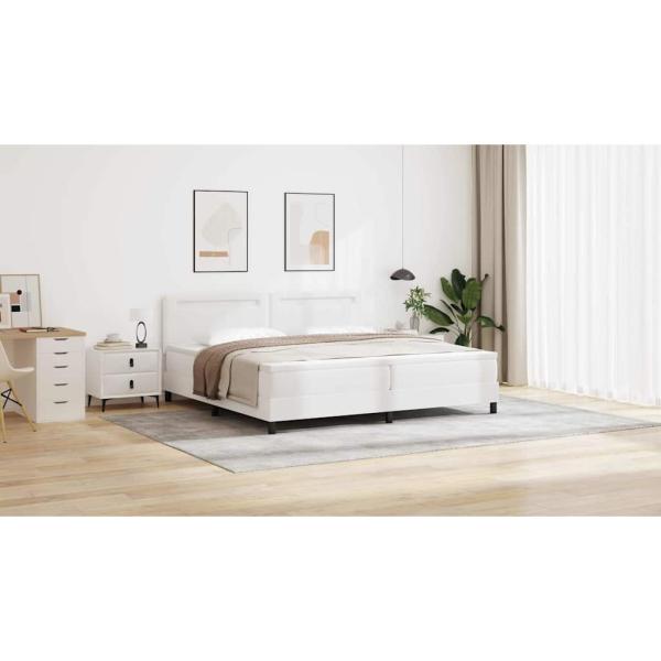 Boxspringbett mit Matratze Weiß 200x200 cm Kunstleder