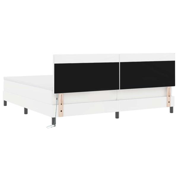 Boxspringbett mit Matratze Weiß 200x200 cm Kunstleder