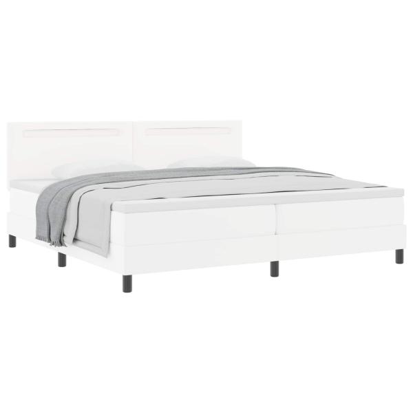 Boxspringbett mit Matratze Weiß 200x200 cm Kunstleder