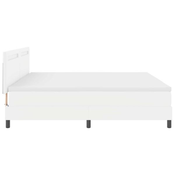 Boxspringbett mit Matratze Weiß 200x200 cm Kunstleder