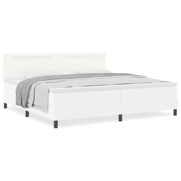Boxspringbett mit Matratze Weiß 200x200 cm Kunstleder