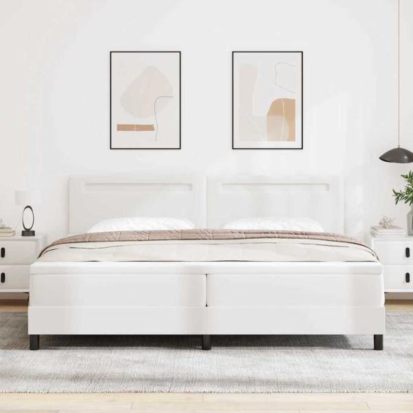 Boxspringbett mit Matratze Weiß 200x200 cm Kunstleder