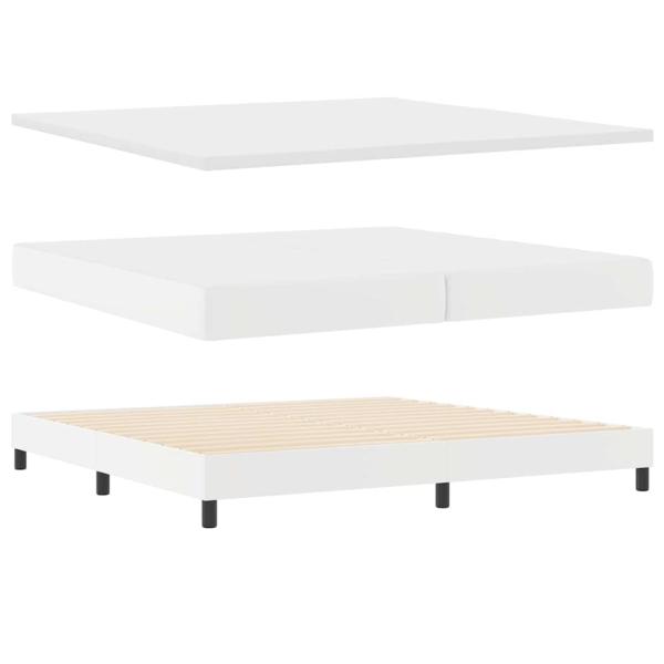 Boxspringbett mit Matratze Weiß 200x200 cm Kunstleder