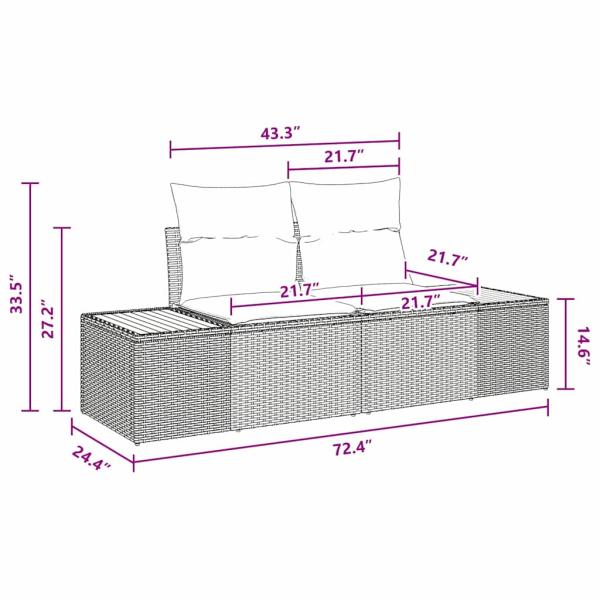6-teilige Garten-Essgruppe mit Kissen Schwarz Poly Rattan Akazie